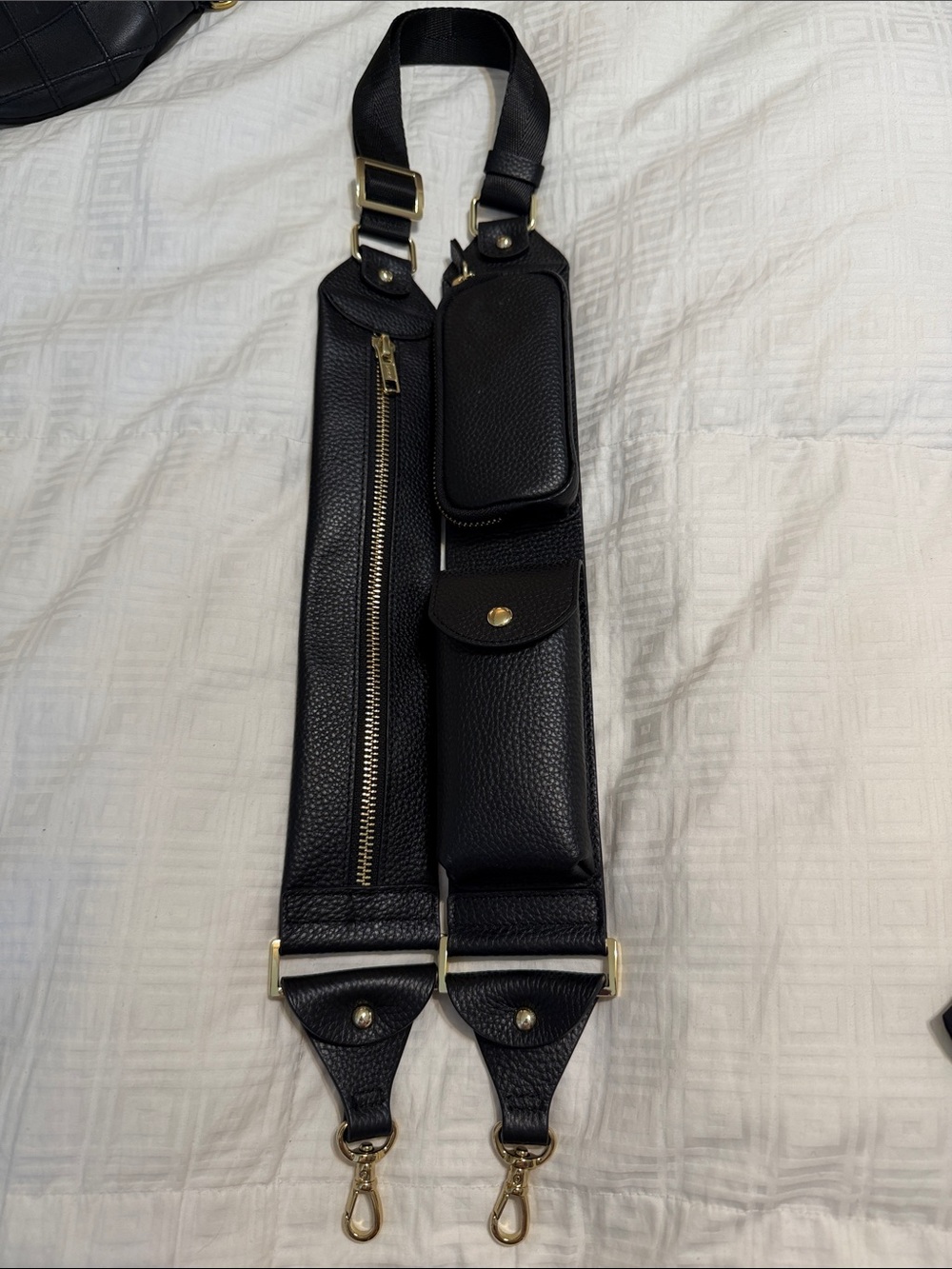 Bandolier beautiful black leather Billy Crossbody with matching phone case